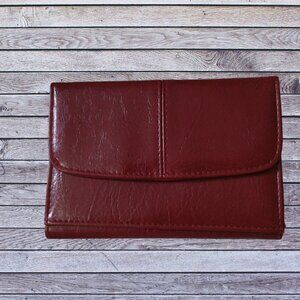 Women's Red/Burgundy Gold Frame Kiss Lock Wallet